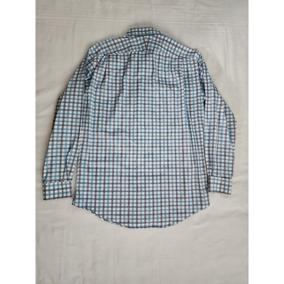 Neiman Marcus Men's Blue Plaid Trim Fit Long Sleeve Shirt Size 16½ - Picture 2 of 9